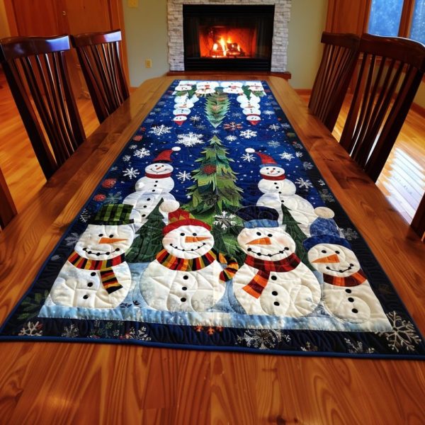 Frosty & Evergreen Quilted Table Runner