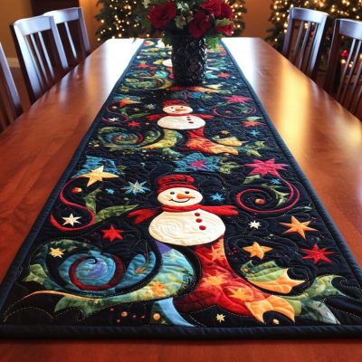 Frosty Glow Quilted Table Runner