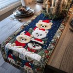 Frosty Poms Quilted Table Runner