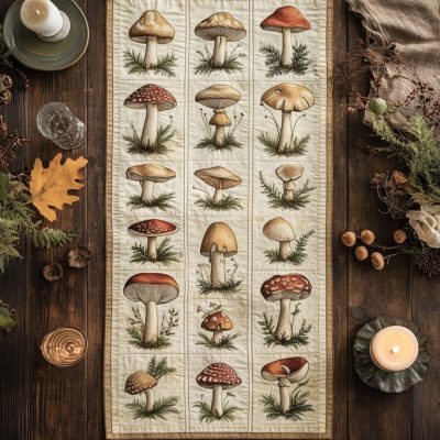 Fungi Field Quilted Table Runner