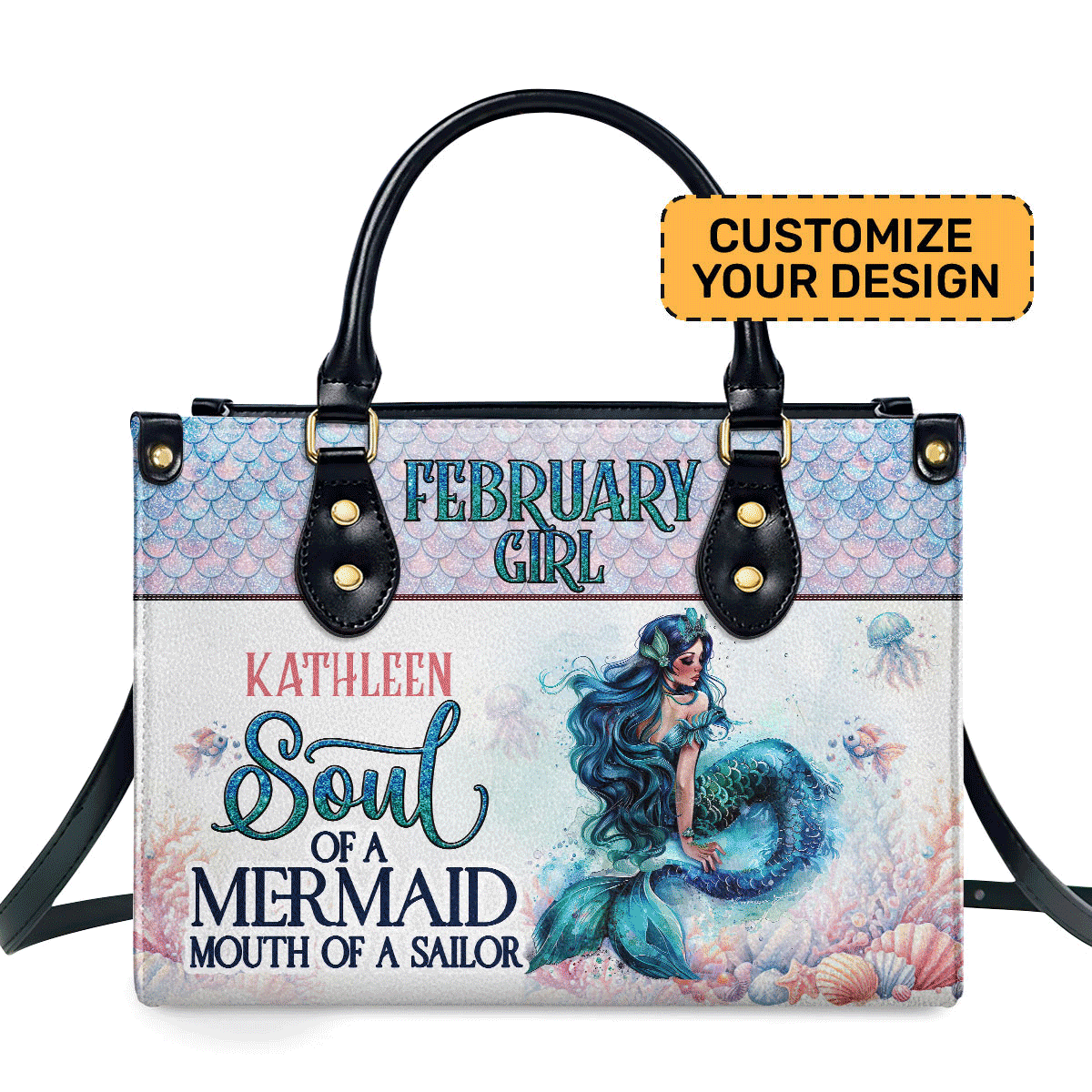 Mermaid - Personalized Leather Handbag Mb94
