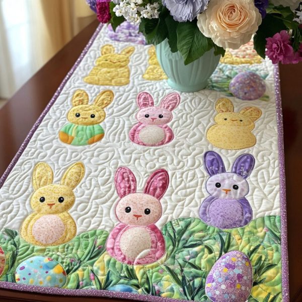 Garden Peeps Fun Quilted Table Runner