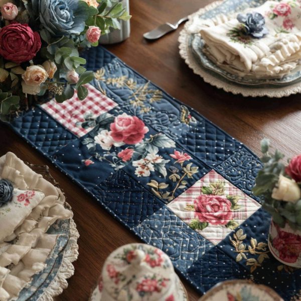 Gentle Bloom Mosaic Quilted Table Runner