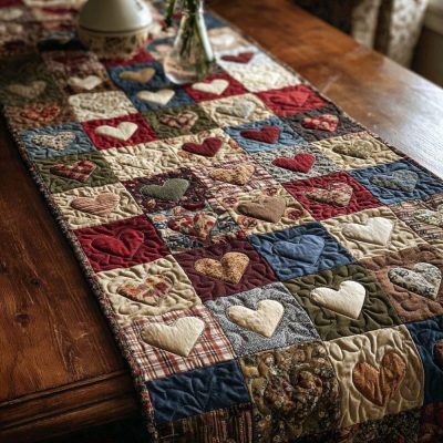 Gentle Hearts Quilted Table Runner