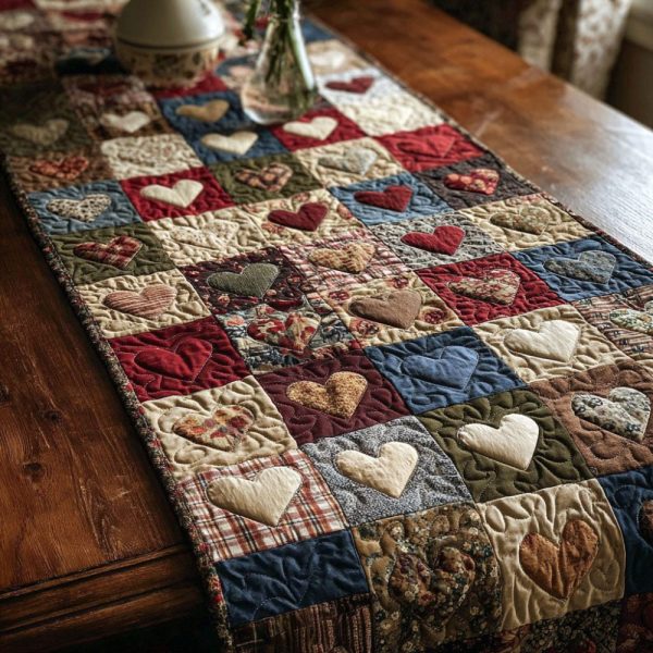 Gentle Hearts Quilted Table Runner