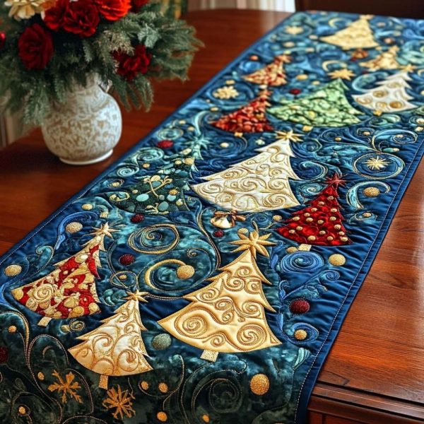 Glistening Pine Grove Quilted Table Runner