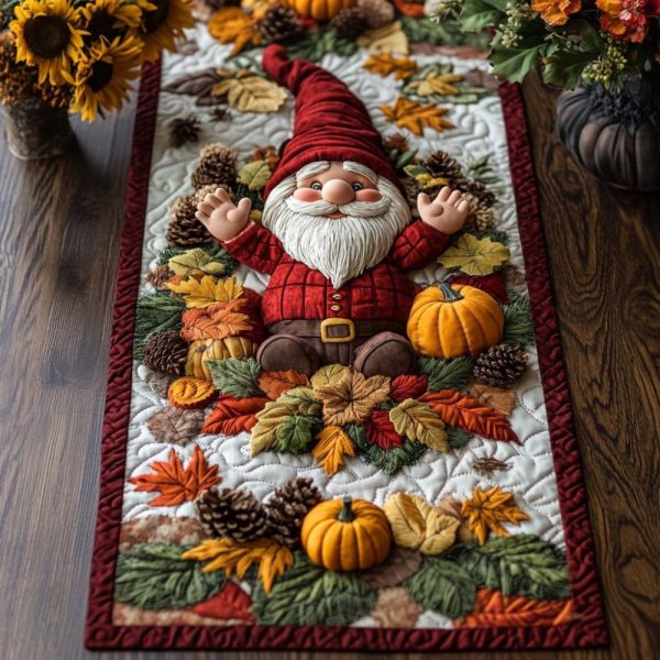 Gnome Cozy Lane Quilted Table Runner