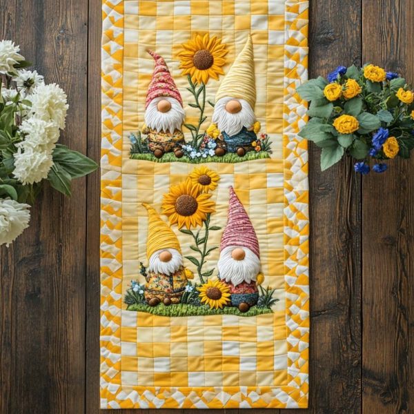 Gnome In Autumn Quilted Table Runner
