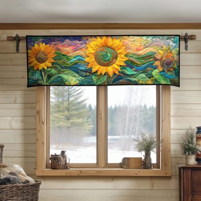 Golden Bloom Quilted Valance