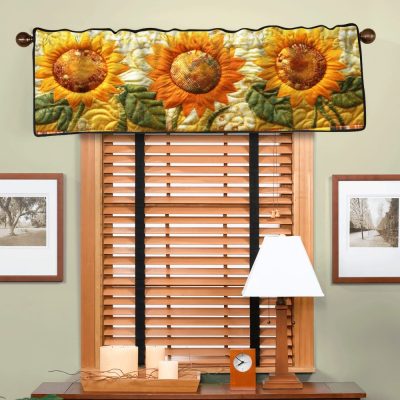 Golden Bloom Quilted Valance