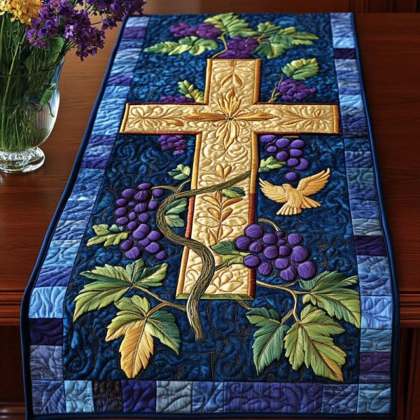 Golden Cross Grapes Quilted Table Runner
