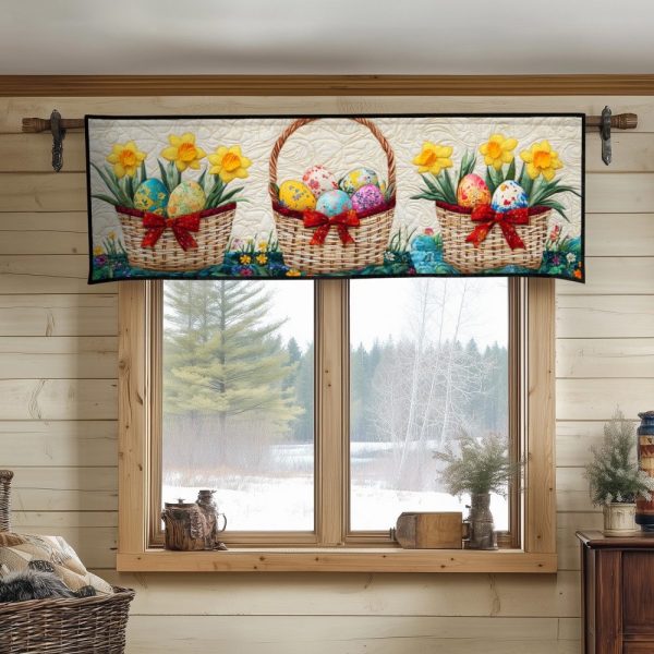 Golden Easter Baskets Quilted Valance