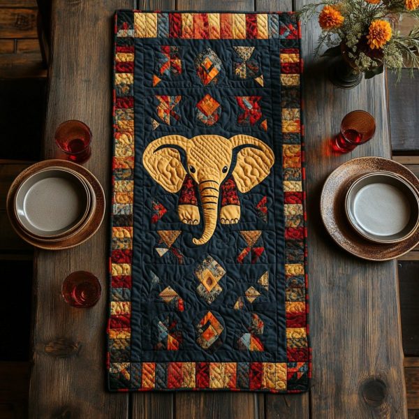 Golden Elephant Quilted Table Runner