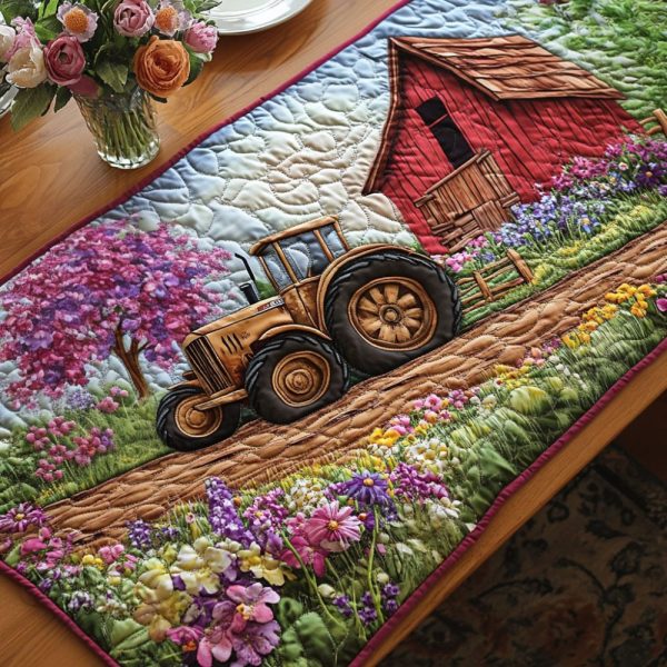 Golden Fields Tractor Quilted Table Runner