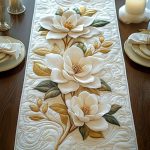 Golden Magnolia Quilted Table Runner