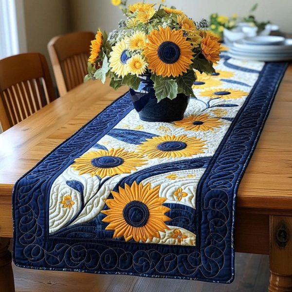 Golden Meadow Flow Quilted Table Runner