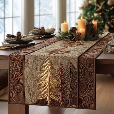 Golden Pines Quilted Table Runner