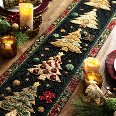Golden Pines Quilted Table Runner