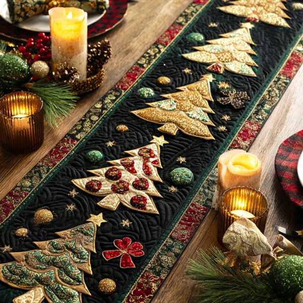 Golden Pines Quilted Table Runner