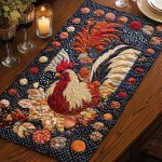 Golden Rooster Quilted Table Runner