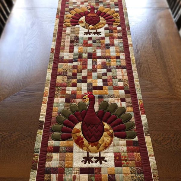 Golden Turkey Quilted Table Runner