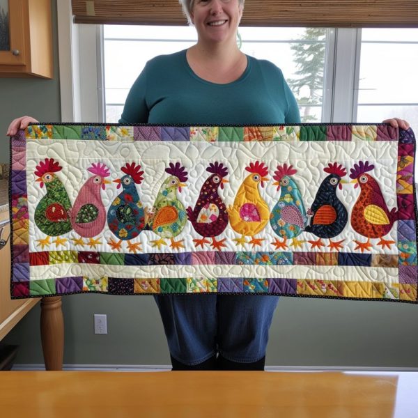 Chicken Quilted Table Runner