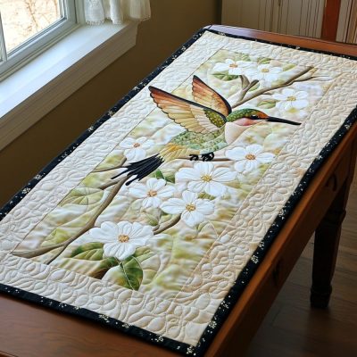 Graceful Hummingbird Quilted Table Runner