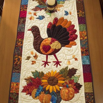 Grateful Turkey Quilted Table Runner