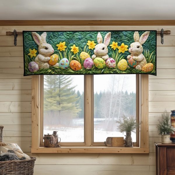 Green Easter Garden Quilted Valance