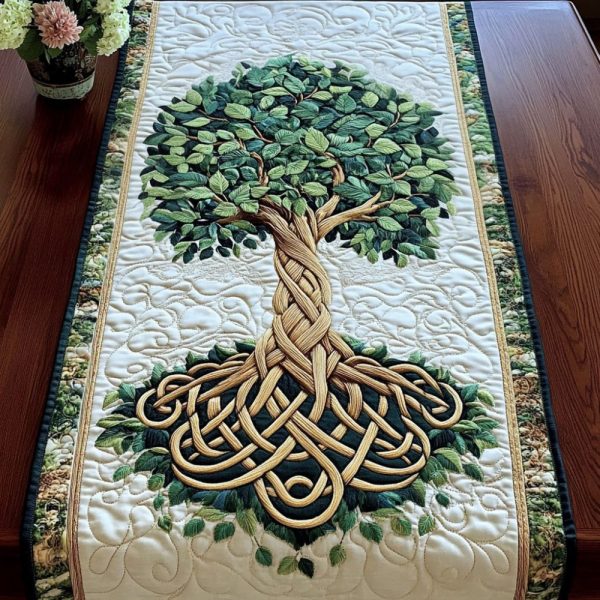 Green Harmony Quilted Table Runner
