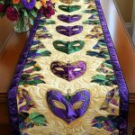 Green Purple Hearts Quilted Table Runner