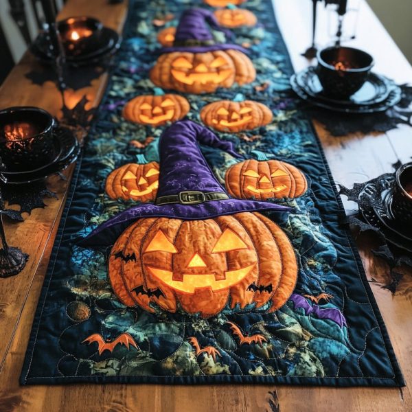 Grinning Gourd Quilted Table Runner
