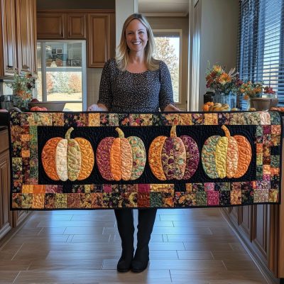 Halloween Pumpkin Quilted Table Runner