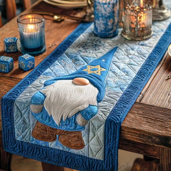 Hanukkah Gnome Blessings Quilted Table Runner