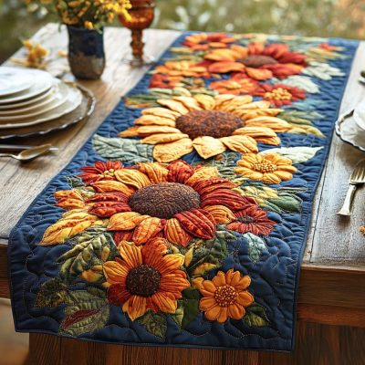Harvest Sunflower Field Quilted Table Runner