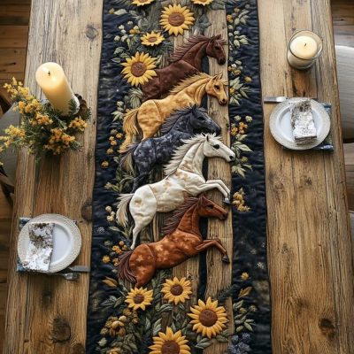 Hayfield Horses Quilted Table Runner