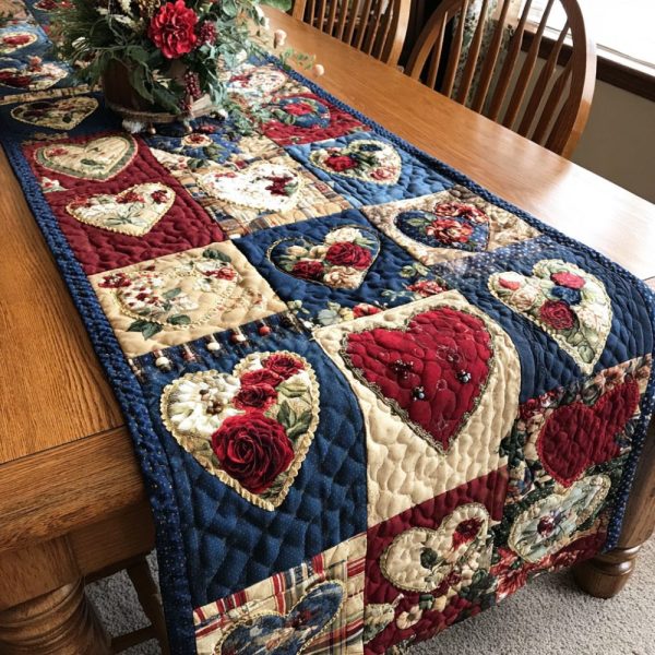 Heart Bloom Quilted Table Runner