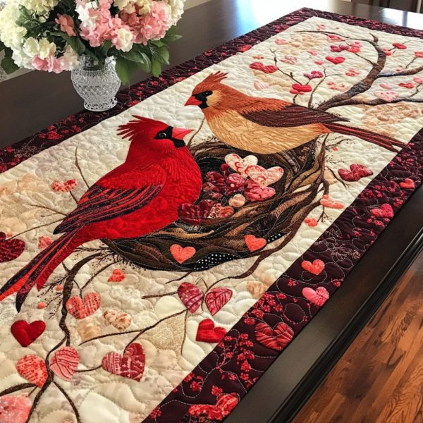 Heartfelt Perch Quilted Table Runner