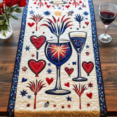 Hearts And Cheers Quilted Table Runner