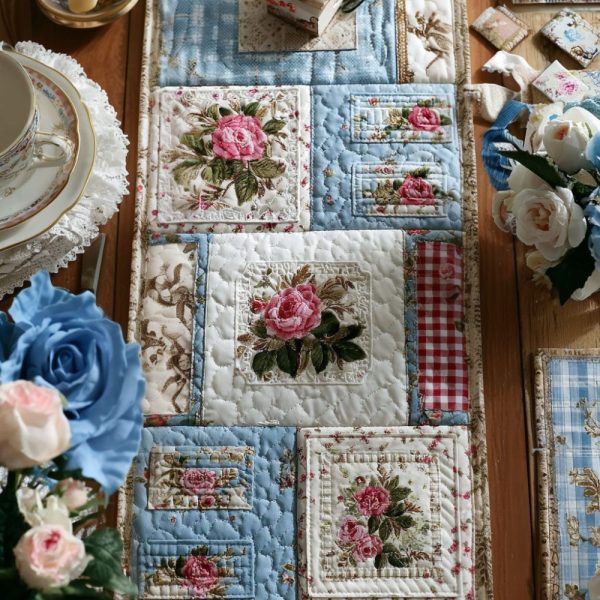 Heirloom Rosepath Quilted Table Runner