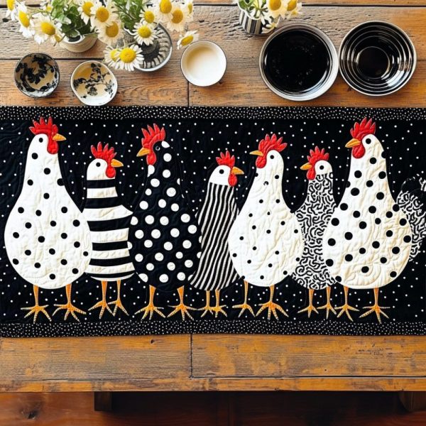 Hen House Harmony Quilted Table Runner