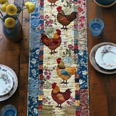 Hens & Herbs Quilted Table Runner