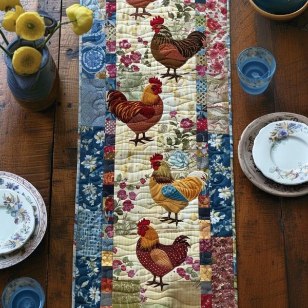 Hens & Herbs Quilted Table Runner