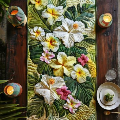 Hibiscus Dreams Quilted Table Runner
