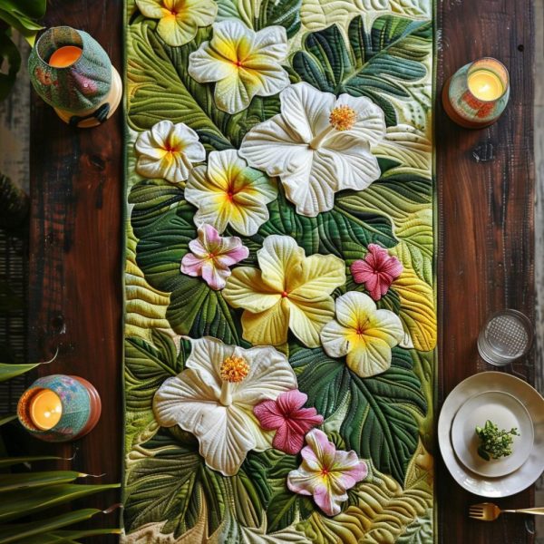 Hibiscus Dreams Quilted Table Runner