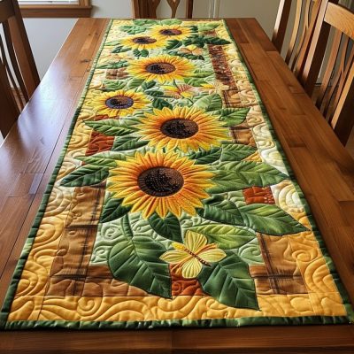 Hilarious Sunflowers Quilted Table Runner