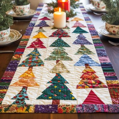 Holiday Trees Quilted Table Runner