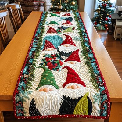 Holly Jolly Elves Quilted Table Runner