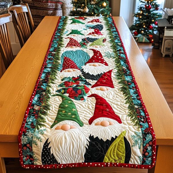 Holly Jolly Elves Quilted Table Runner