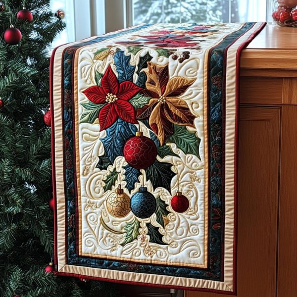 Holly And Cheer Quilted Table Runner